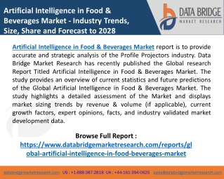 Artificial Intelligence in Food & Beverages Market 2021 | Development Status