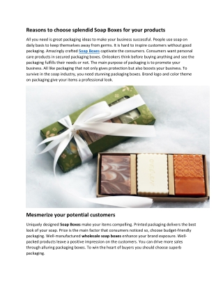 Reasons to choose splendid Soap Boxes for your products