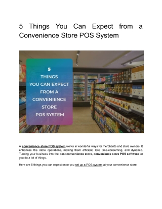 5 Things You Can Expect from a Convenience Store POS System