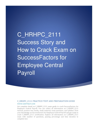 C_HRHPC_2111 Success Story and How to Crack Exam on SAP SF EC Payroll