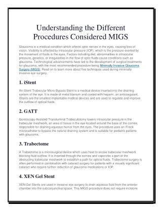 Understanding the Different Procedures Considered MIGS