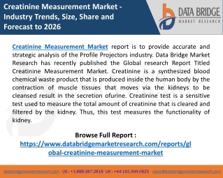 Creatinine Measurement Market - Industry Trends and Forecast