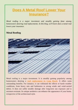 Does A Metal Roof Lower Your Insurance?