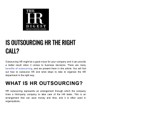 Is Outsourcing HR the Right Choice?
