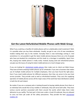 Get the Latest Refurbished Mobile Phones with Mobi Group