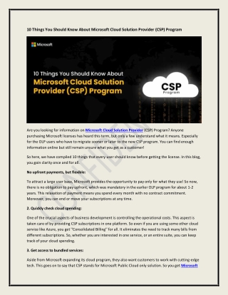 10 Things You Should Know About Microsoft Cloud Solution Provider (CSP) Program