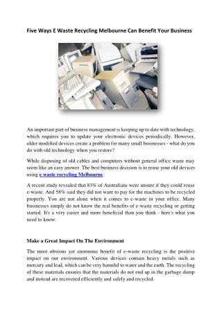 e waste recycling melbourne