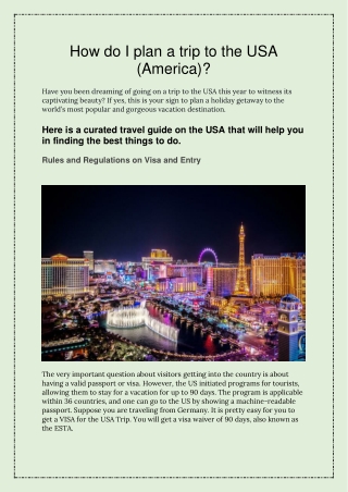 How do I plan a trip to the USA