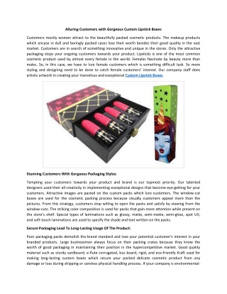 Alluring Customers with Gorgeous Custom Lipstick Boxes