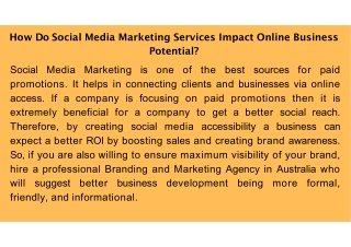 How Do Social Media Marketing Services Impact Online Business Potential