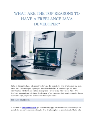 What Are The Top Reasons To Have A Freelance Java Developer