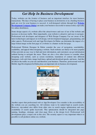 Get Help In Business Development