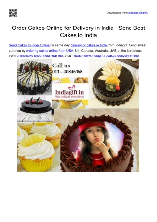 send cakes to India Online
