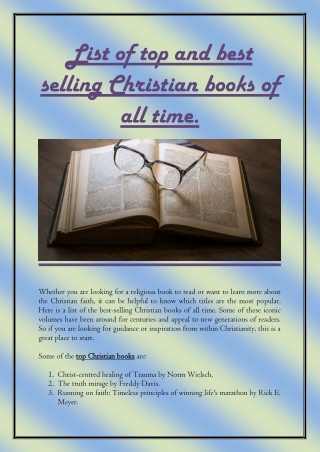 List of top and best selling Christian books of all time.