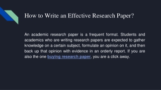 How to Write an Effective Research Paper?