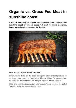 Organic vs. Grass Fed Meat in sunshine coast