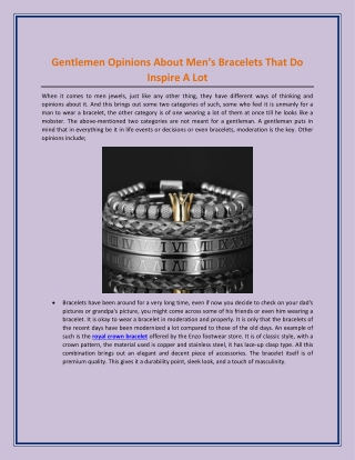 Gentlemen Opinions About Men’s Bracelets That Do Inspire A Lot