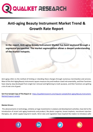 Anti-aging Beauty Instrument Market Analysis, Forecast-2027