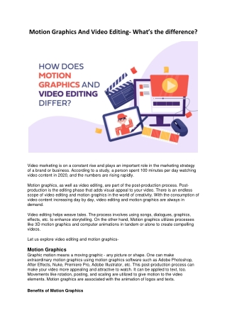 Motion Graphics And Video Editing