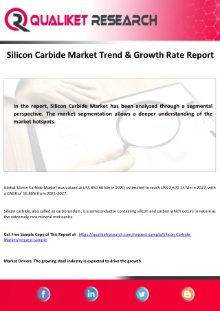 Global Silicon Carbide Market Size, Trends & Growth Opportunity , Forecast-2027