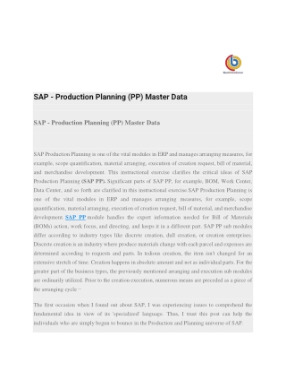 SAP PP Module PDF | SAP PP Online Training PDF| S4 HANA PP PDF
