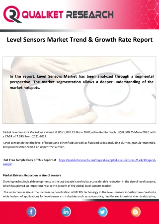 Global Level Sensors Market Size, Trends & Growth, Market Analysis.
