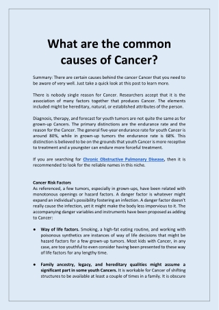 What are the common causes of Cancer_