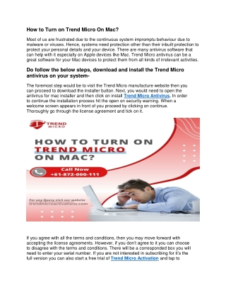How to Turn on Trend Micro On Mac-