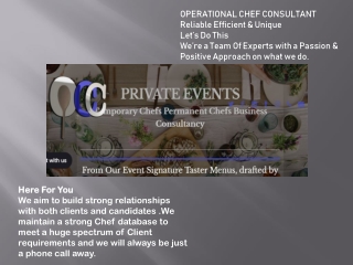 Private Events Chef Consultant