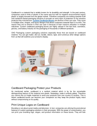 central benefits of using custom cardboard boxes for your business