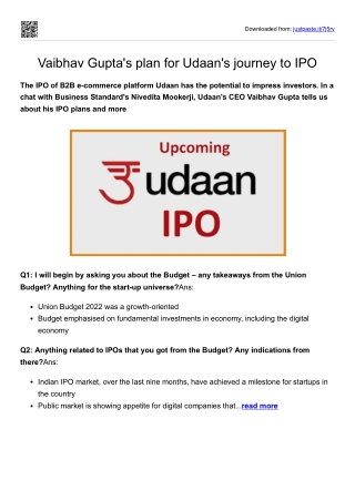 Vaibhav Gupta's plan for Udaan's journey to IPO