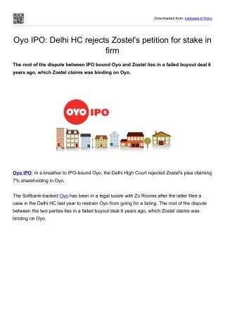 Oyo IPO- Delhi HC rejects Zostel's petition for stake in firm