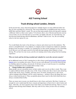 Truck driving school london ontario