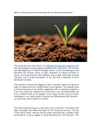 What is the pump and tree technique for soil disea-converted