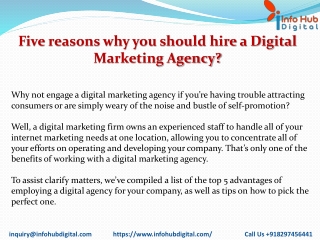 5 reason why you should hire a digital marketing agency