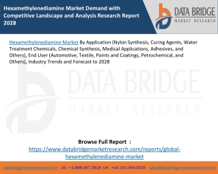 Hexamethylenediamine Market Demand with Competitive Landscape and Analysis Research Report 2028