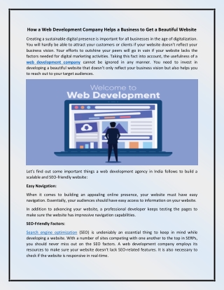 How a Web Development Company Helps a Business to Get a Beautiful Website