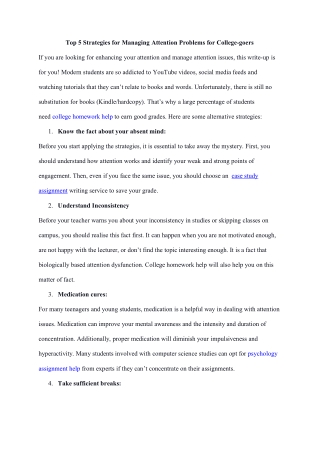 Top 5 Strategies for Managing Attention Problems for College-goers