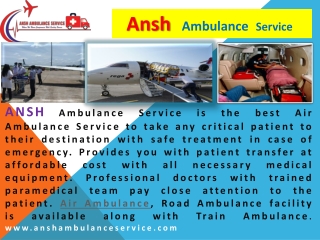 Get Air Ambulance Service in Ranchi with high standard medical facility.