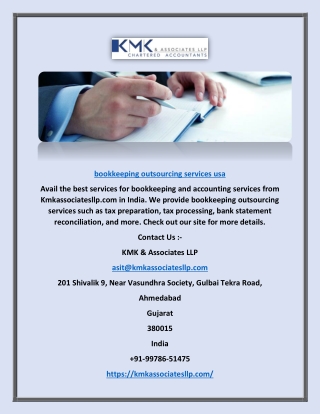 Bookkeeping Outsourcing Services USA | Kmkassociatesllp.com