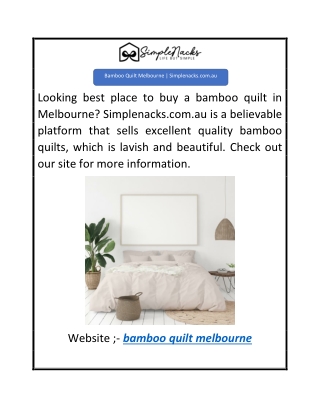 Bamboo Quilt Melbourne  Simplenacks.com.au