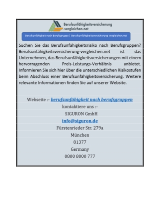 Berufsunfähigkeit nach Berufsgruppe  Berufsunfähigkeitsversicherung-vergleichen.net