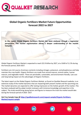 Organic Fertilizers Market ! forecast 2027
