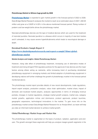 Phototherapy Market to Witness huge growth by 2028