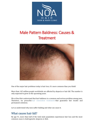 Male Pattern Baldness Causes & Treatment