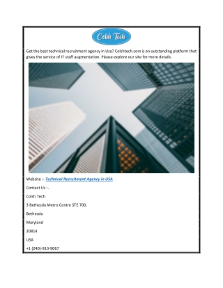 Technical Recruitment Agency In Usa  Colshtech.com