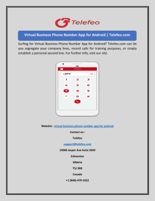 Virtual Business Phone Number App for Android Telefeo