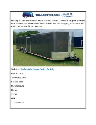 Enclosed Car Hauler Trailers For Sale  Trailers123.com