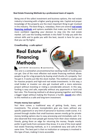 Real Estate Financing Methods by a professional team of experts-converted