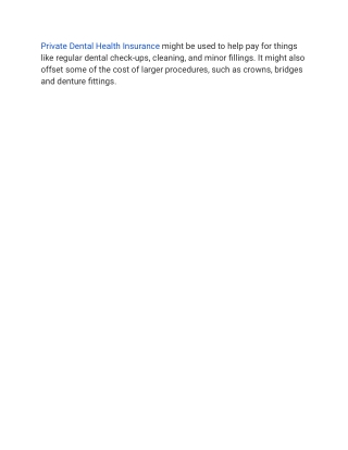 Private Dental Health Insurance